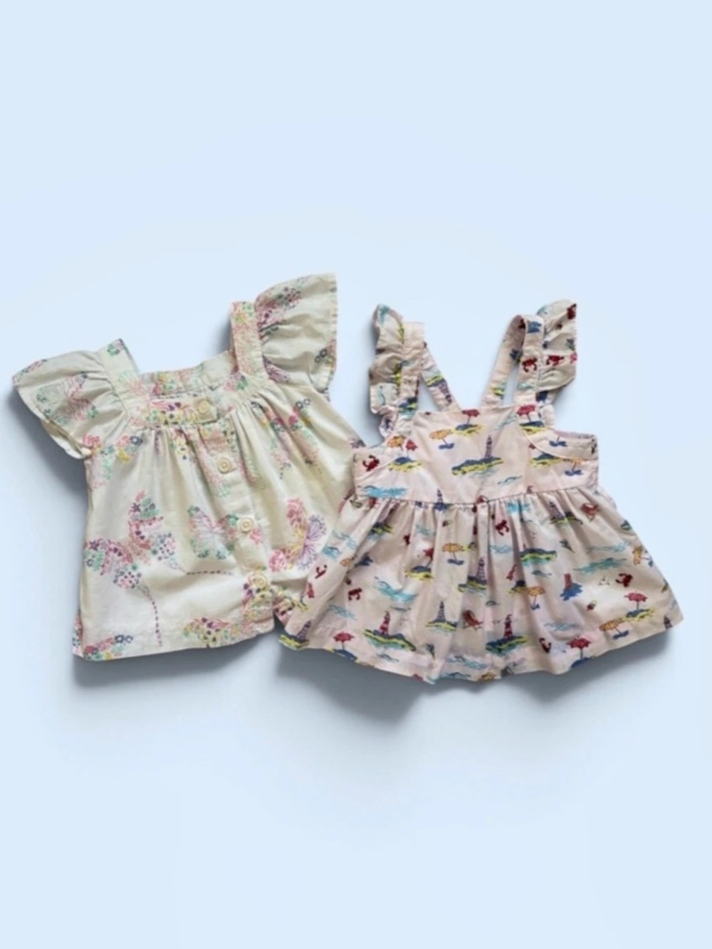 Baby Gap Girls Floral Coastal Flutter Sleeve Shirts 2T EUC